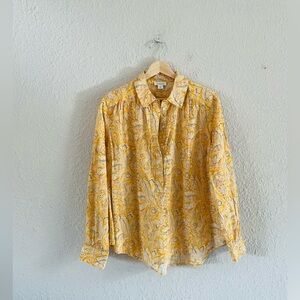 Sundance Yellow Paisley Print Half Button Blouse